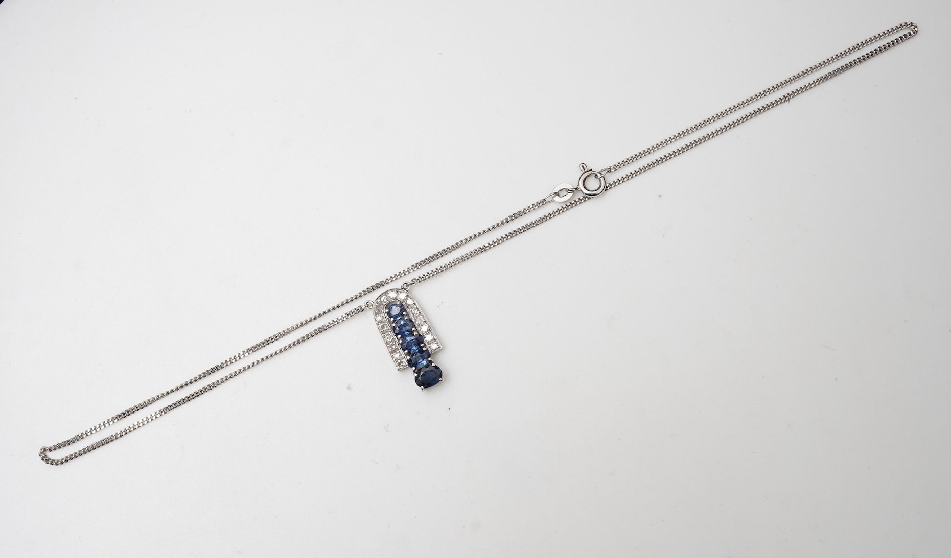 A sapphire and diamond demi-parure